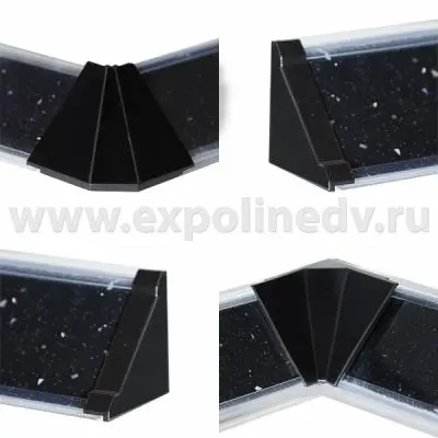 Бортик прозрачный комплект заглушек для прозрачного бортика, чёрный